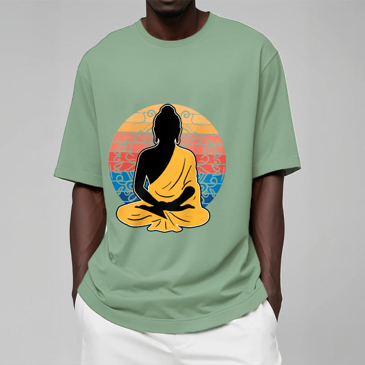 Buddha Stones Casual Colorful Meditating Buddha Pattern Cotton Tee T-shirt - image 16