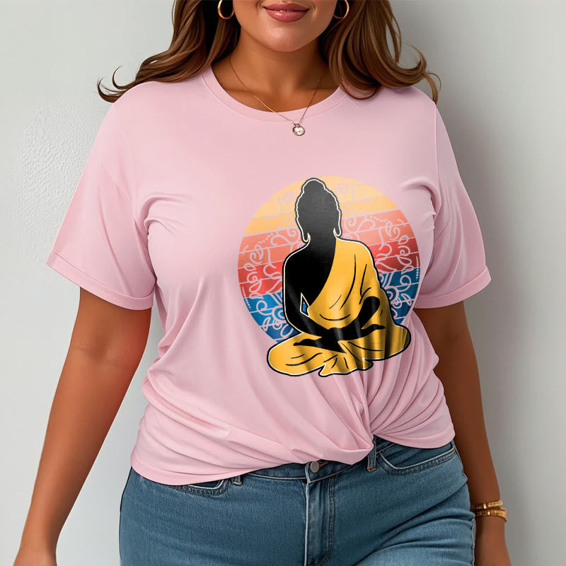 Buddha Stones Casual Colorful Meditating Buddha Pattern Cotton Tee T-shirt - image 14