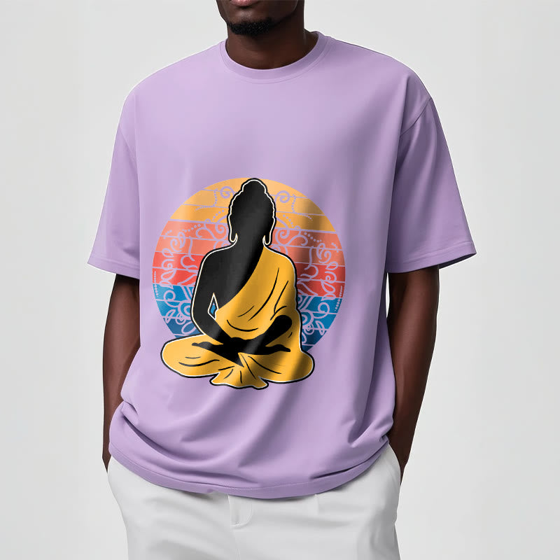 Buddha Stones Casual Colorful Meditating Buddha Pattern Cotton Tee T-shirt - image 18