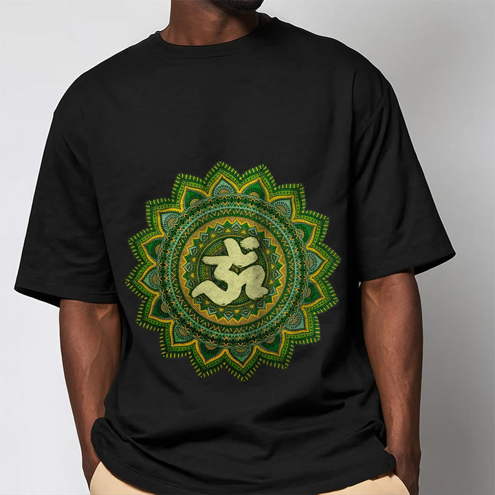 Buddha Stones Casual Green Mandala Om Symbol Pattern Cotton Tee T-shirt - image 6