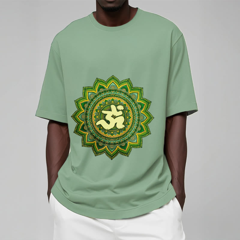 Buddha Stones Casual Green Mandala Om Symbol Pattern Cotton Tee T-shirt - image 16