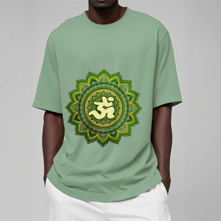 Buddha Stones Casual Green Mandala Om Symbol Pattern Cotton Tee T-shirt - image 16
