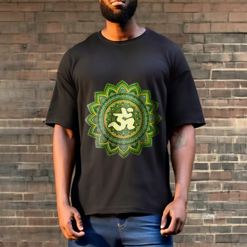 Buddha Stones Casual Green Mandala Om Symbol Pattern Cotton Tee T-shirt - image 8