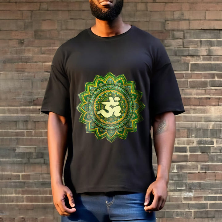 Buddha Stones Casual Green Mandala Om Symbol Pattern Cotton Tee T-shirt - image 8