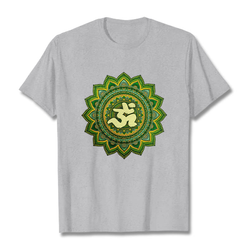 Buddha Stones Casual Green Mandala Om Symbol Pattern Cotton Tee T-shirt - LightGrey - 2XL - image 20