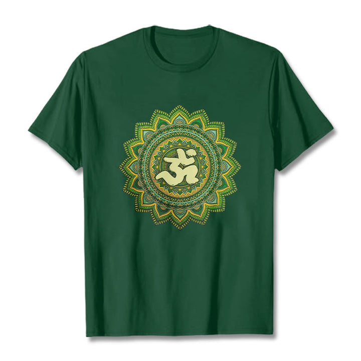 Buddha Stones Casual Green Mandala Om Symbol Pattern Cotton Tee T-shirt - ForestGreen - 2XL - image 11