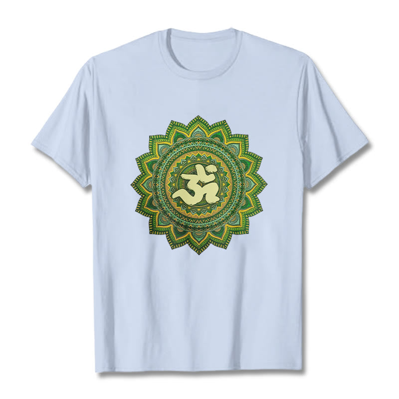 Buddha Stones Casual Green Mandala Om Symbol Pattern Cotton Tee T-shirt - LightCyan - 2XL - image 19