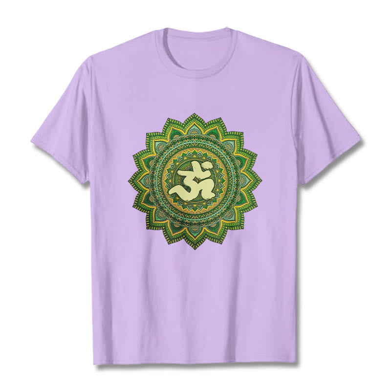 Buddha Stones Casual Green Mandala Om Symbol Pattern Cotton Tee T-shirt - Plum - 2XL - image 17
