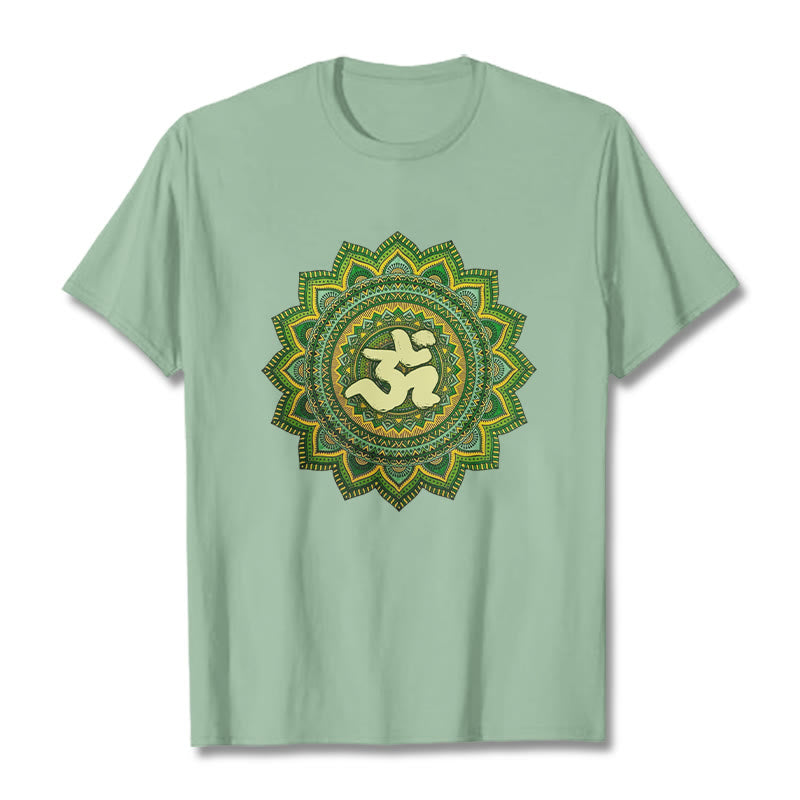 Buddha Stones Casual Green Mandala Om Symbol Pattern Cotton Tee T-shirt - PaleGreen - 2XL - image 15