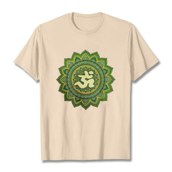 Buddha Stones Casual Green Mandala Om Symbol Pattern Cotton Tee T-shirt - Bisque - 2XL - image 9