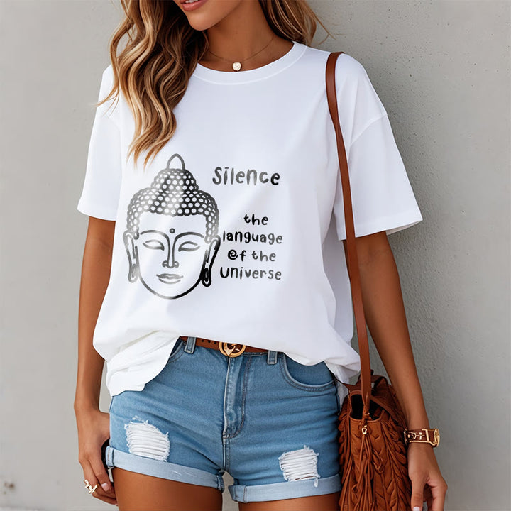 Buddha Stones Casual Meditating Buddha Head Pattern Cotton Tee T-shirt - image 8