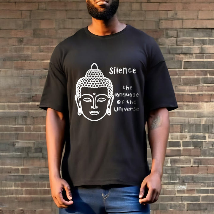 Buddha Stones Casual Meditating Buddha Head Pattern Cotton Tee T-shirt - image 3