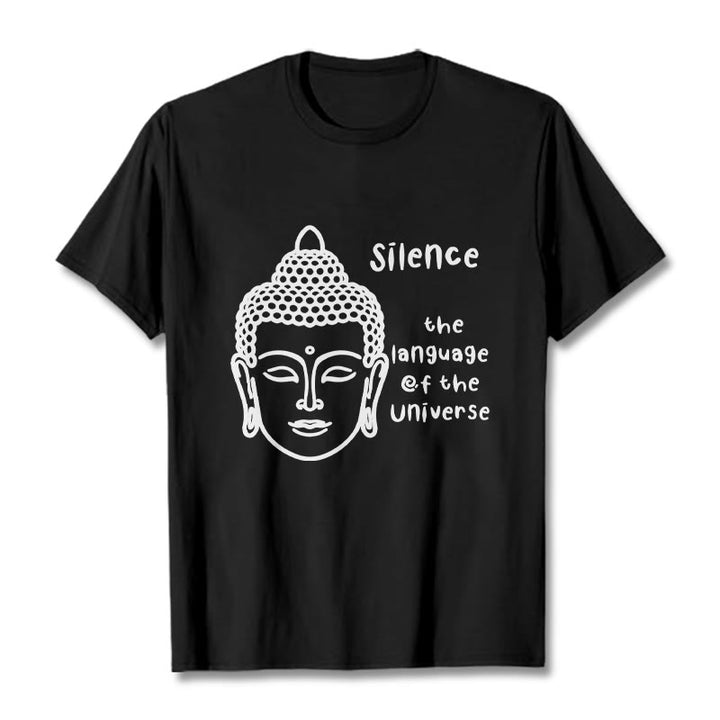 Buddha Stones Casual Meditating Buddha Head Pattern Cotton Tee T-shirt - Black - 2XL - image 1