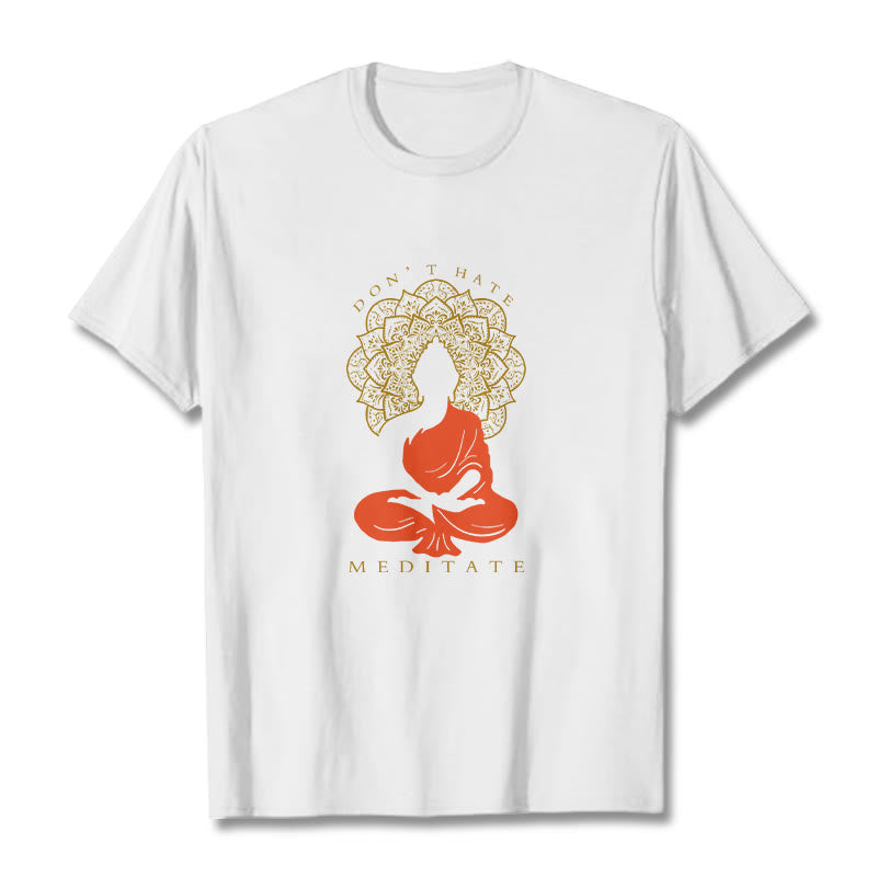 Buddha Stones Casual Meditative Buddha Mandala Pattern Cotton Tee T-Shirt - White - 2XL - image 6