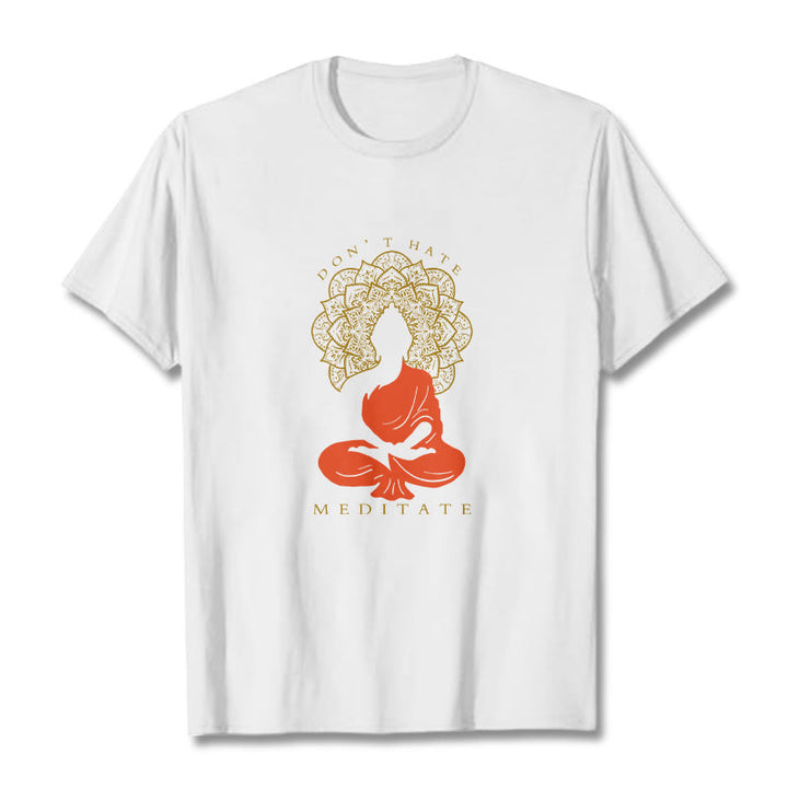 Buddha Stones Casual Meditative Buddha Mandala Pattern Cotton Tee T-Shirt - White - 2XL - image 6