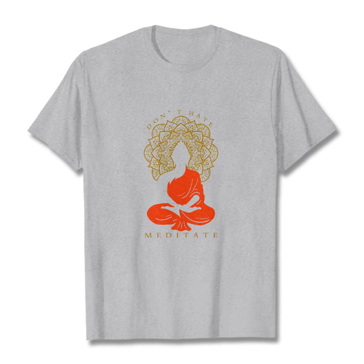 Buddha Stones Casual Meditative Buddha Mandala Pattern Cotton Tee T-Shirt - LightGrey - 2XL - image 20