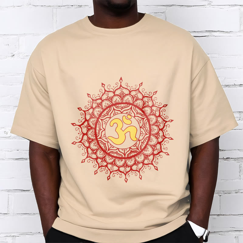 Buddha Stones Casual Red Mandala Om Symbol Pattern Cotton Tee T-shirt - image 10