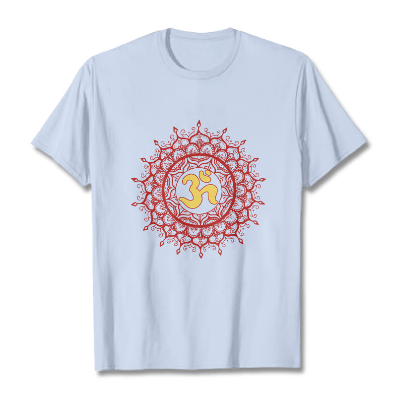 Buddha Stones Casual Red Mandala Om Symbol Pattern Cotton Tee T-shirt - image 19