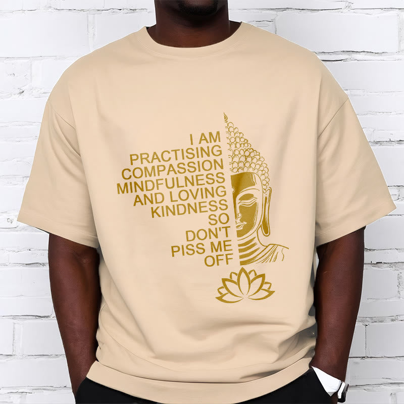 Buddha Stones Casual Golden Side Buddha Lotus Flower Pattern Cotton Tee T-Shirt - image 10