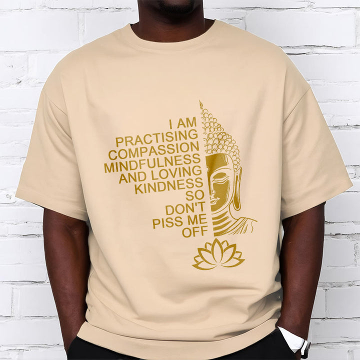 Buddha Stones Casual Golden Side Buddha Lotus Flower Pattern Cotton Tee T-Shirt - image 10