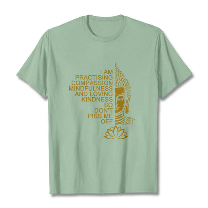 Buddha Stones Casual Golden Side Buddha Lotus Flower Pattern Cotton Tee T-Shirt - PaleGreen - 2XL - image 15