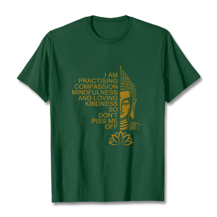 Buddha Stones Casual Golden Side Buddha Lotus Flower Pattern Cotton Tee T-Shirt - ForestGreen - 2XL - image 11