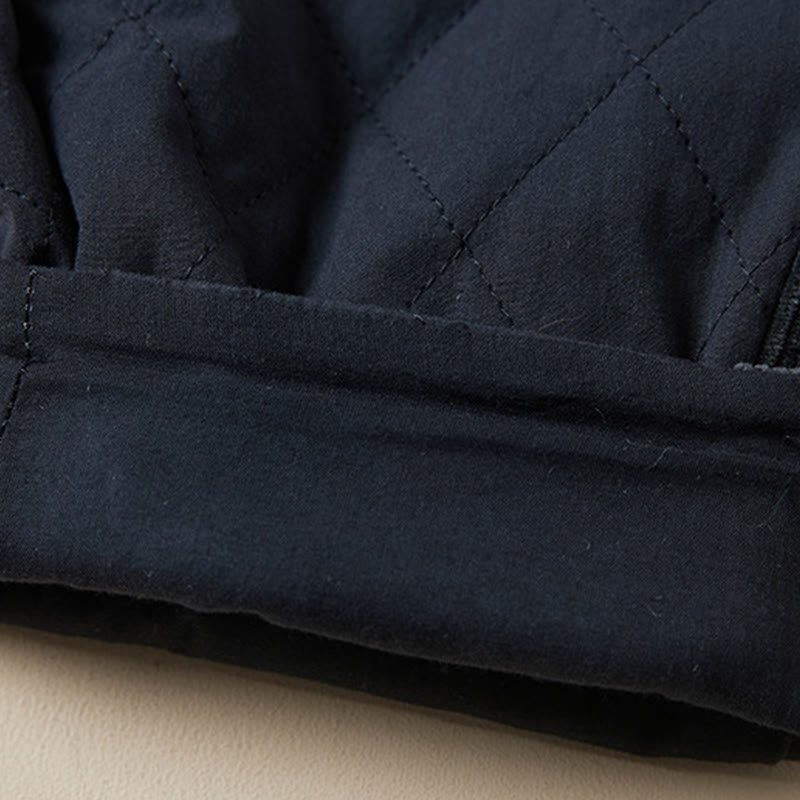 Buddha Stones Diamond Quilted Design Thermal Fleece-Lined Women's Harem Cotton Pants With Pockets - image 9