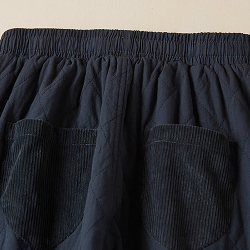 Buddha Stones Diamond Quilted Design Thermal Fleece-Lined Women's Harem Cotton Pants With Pockets - image 4