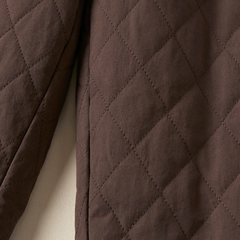 Buddha Stones Diamond Quilted Design Thermal Fleece-Lined Women's Harem Cotton Pants With Pockets - image 24