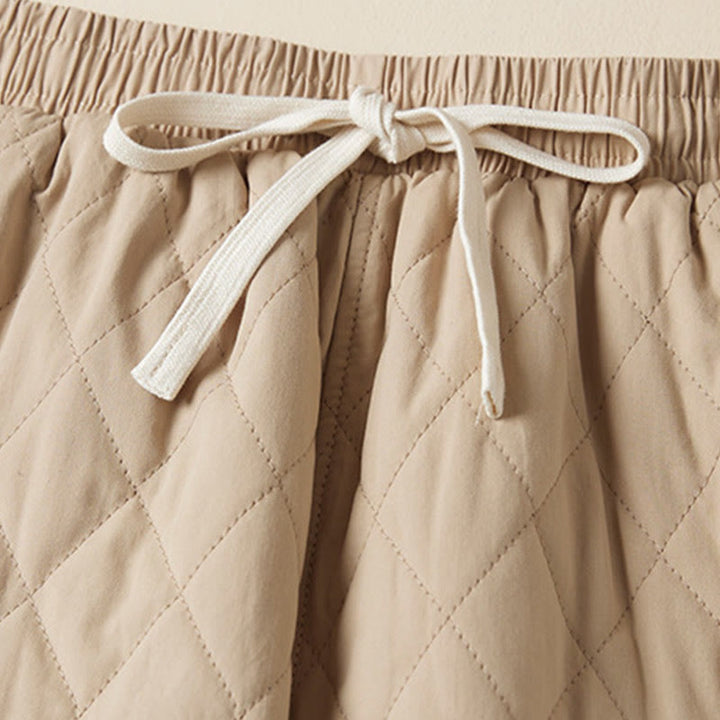 Buddha Stones Diamond Quilted Design Thermal Fleece-Lined Women's Harem Cotton Pants With Pockets - image 12