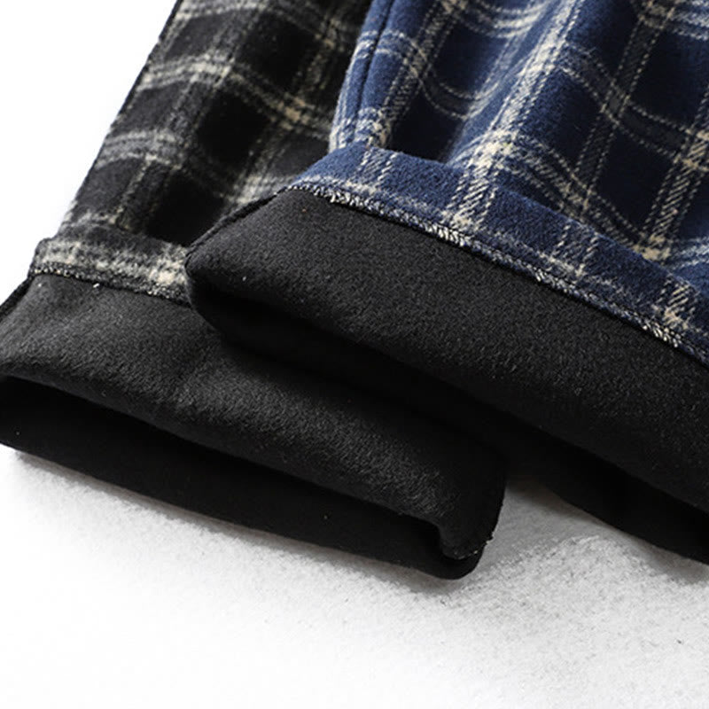 Buddha Stones Retro Plaid Pattern Women's Fleece-Lined Harem Cotton Pants With Pockets - image 20