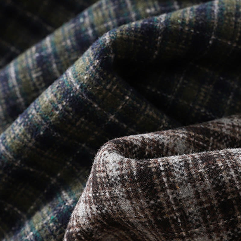 Buddha Stones Retro Plaid Pattern Women's Fleece-Lined Harem Cotton Pants With Pockets - image 18