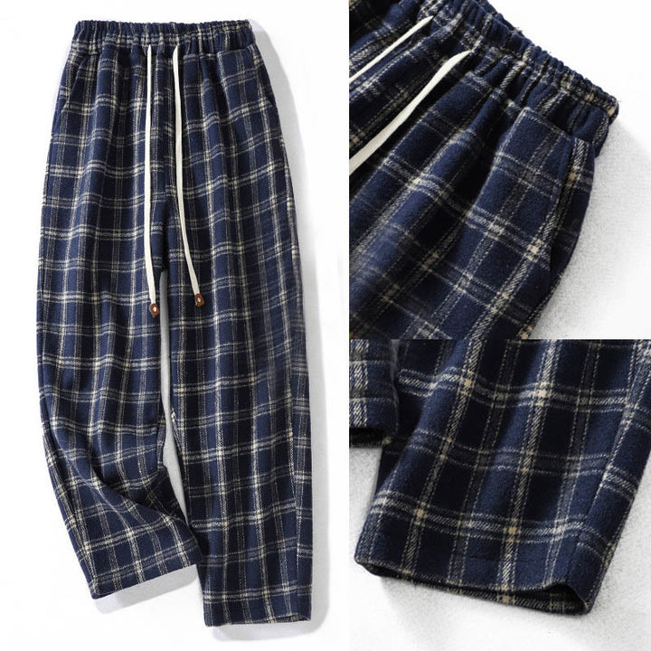 Buddha Stones Retro Plaid Pattern Women's Fleece-Lined Harem Cotton Pants With Pockets - image 9