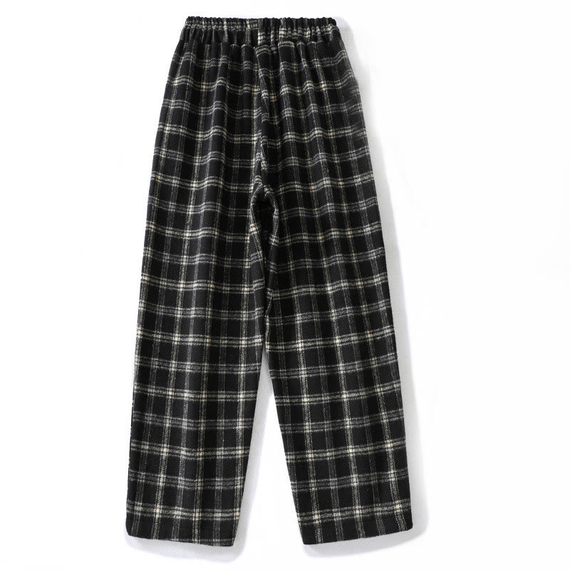Buddha Stones Retro Plaid Pattern Women's Fleece-Lined Harem Cotton Pants With Pockets - image 11
