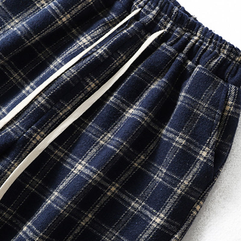 Buddha Stones Retro Plaid Pattern Women's Fleece-Lined Harem Cotton Pants With Pockets - image 4