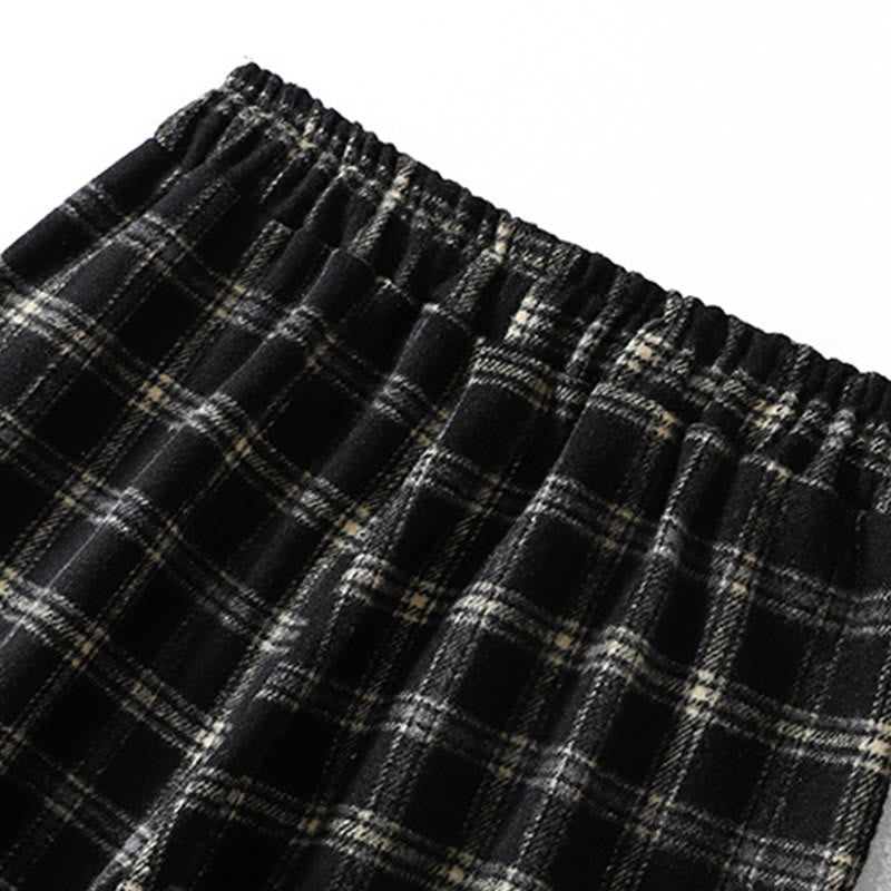 Buddha Stones Retro Plaid Pattern Women's Fleece-Lined Harem Cotton Pants With Pockets - image 15