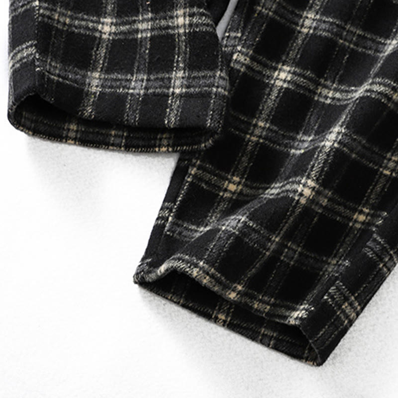 Buddha Stones Retro Plaid Pattern Women's Fleece-Lined Harem Cotton Pants With Pockets - image 16