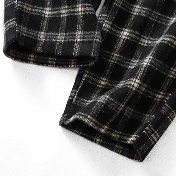 Buddha Stones Retro Plaid Pattern Women's Fleece-Lined Harem Cotton Pants With Pockets - image 16