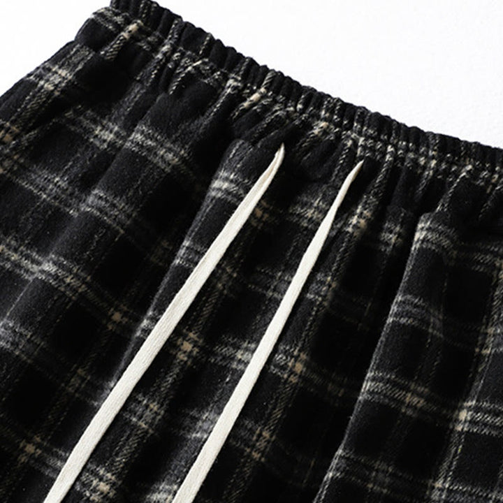 Buddha Stones Retro Plaid Pattern Women's Fleece-Lined Harem Cotton Pants With Pockets - image 12