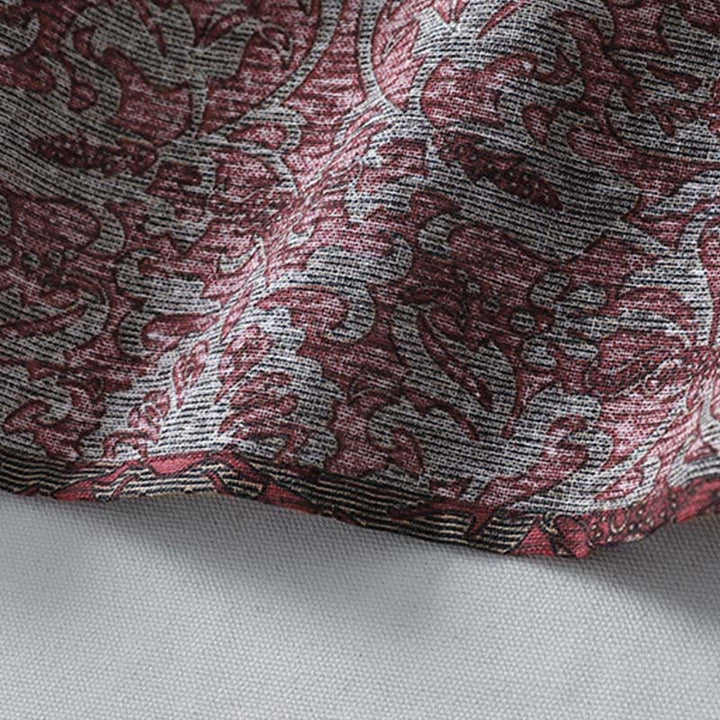 Buddha Stones Brown Printing Floral Pattern Lapel Cotton Linen Long Sleeve Midi Dress With Pockets - image 12