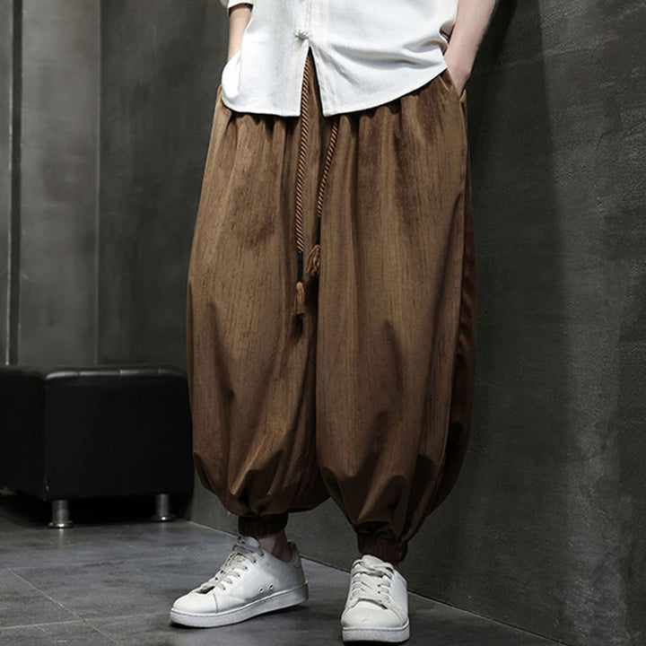 Buddha Stones Casual Daily Pure Color Drawstring Design Men's Harem Pants With Pockets - image 20