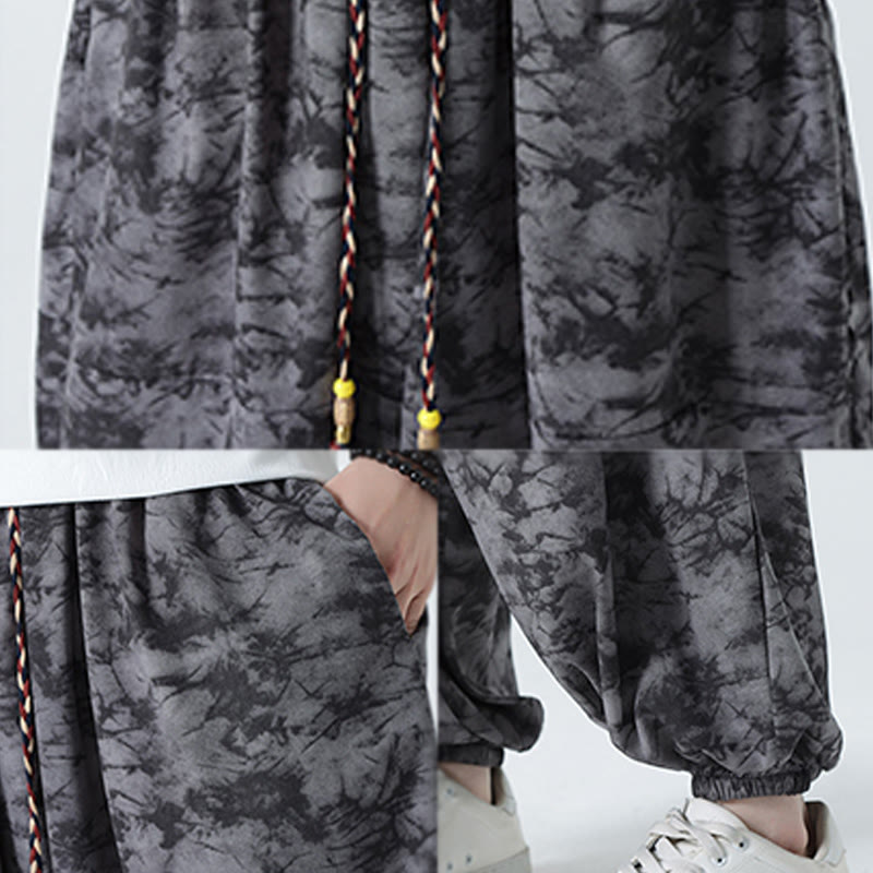 Buddha Stones Retro Casual Drawstring Design Floral Pattern Men's Harem Pants With Pockets - image 21
