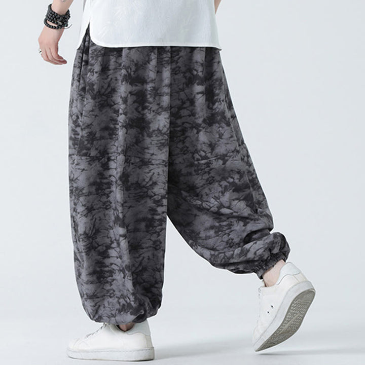 Buddha Stones Retro Casual Drawstring Design Floral Pattern Men's Harem Pants With Pockets - image 16