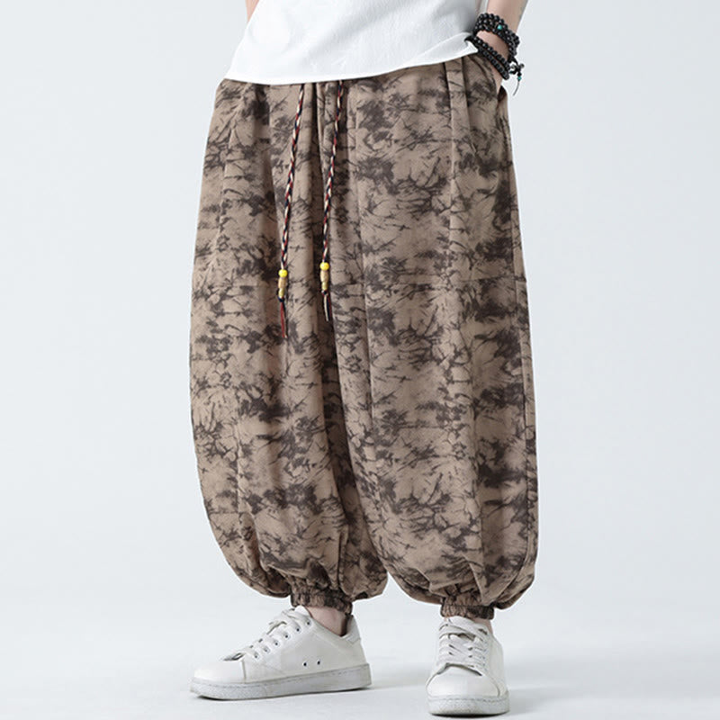 Buddha Stones Retro Casual Drawstring Design Floral Pattern Men's Harem Pants With Pockets - image 8