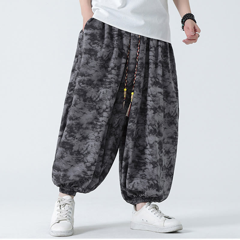 Buddha Stones Retro Casual Drawstring Design Floral Pattern Men's Harem Pants With Pockets - image 20