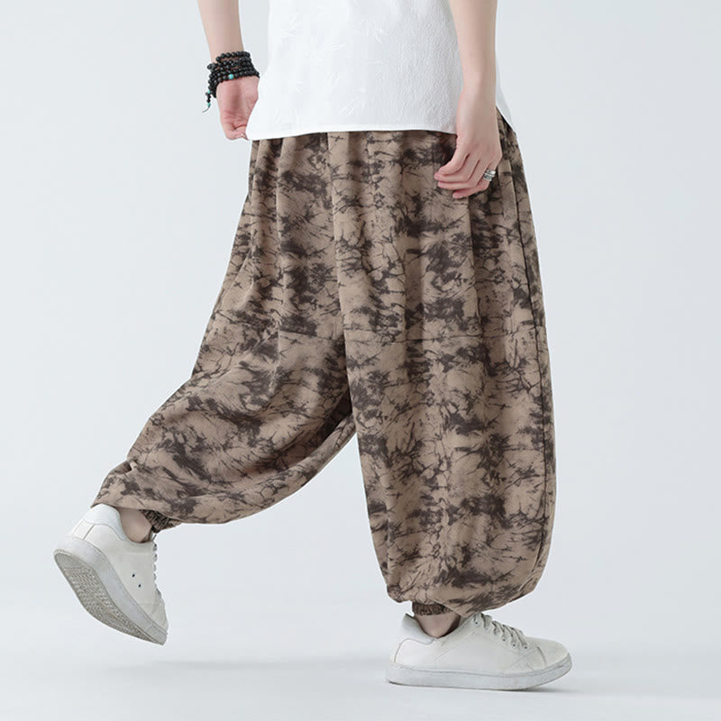 Buddha Stones Retro Casual Drawstring Design Floral Pattern Men's Harem Pants With Pockets - image 7