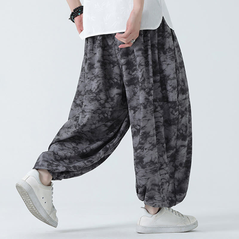 Buddha Stones Retro Casual Drawstring Design Floral Pattern Men's Harem Pants With Pockets - image 14