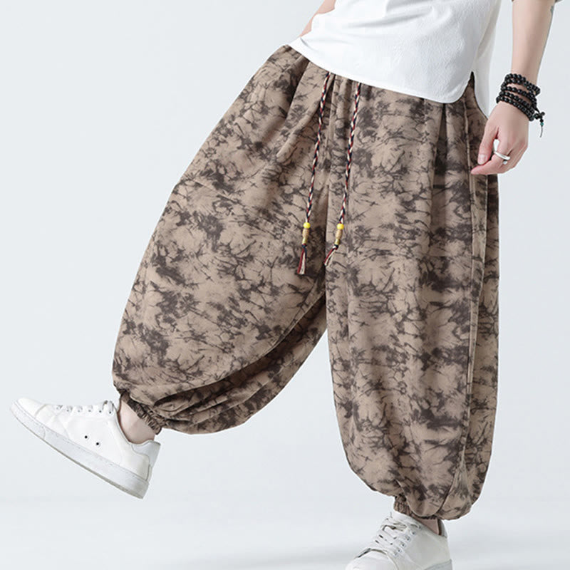 Buddha Stones Retro Casual Drawstring Design Floral Pattern Men's Harem Pants With Pockets - image 10