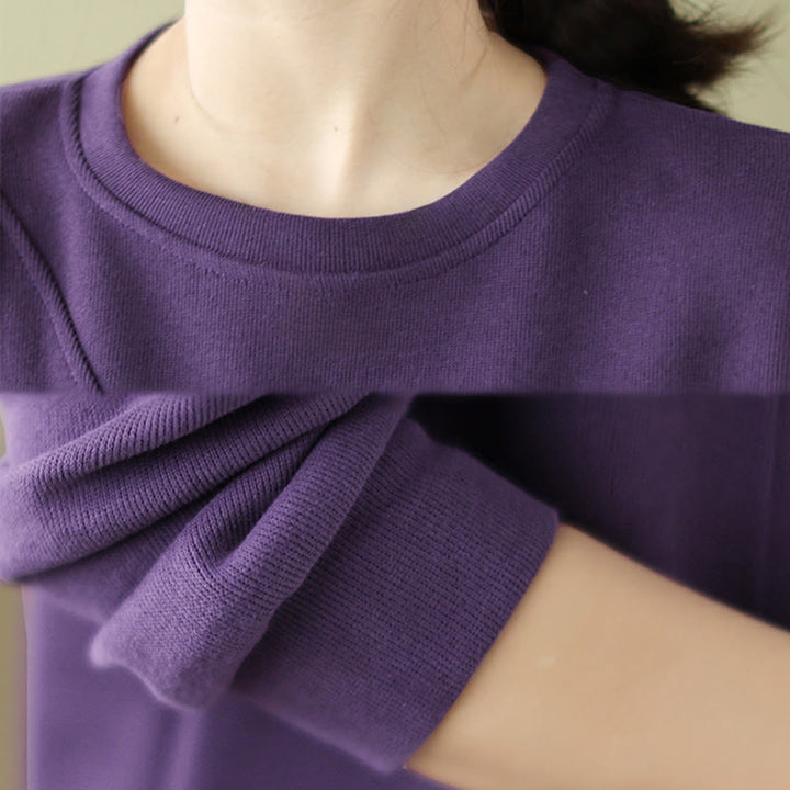 Buddha Stones Fall Plain Button Crew Neck Cotton Pullover Women's Sweatshirt  - image 19