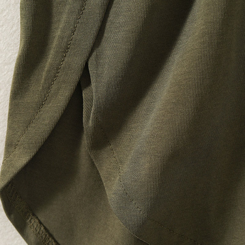 Buddha Stones Casual Pure Irregular Hem Cotton Linen Women's Long Sleeve T-shirt - image 5